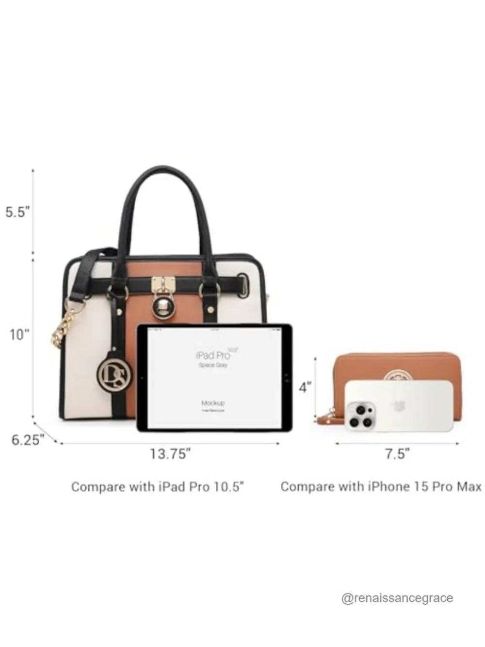 Women's Vegan Leather Satchel Handbag Tote with Matching Wallet
